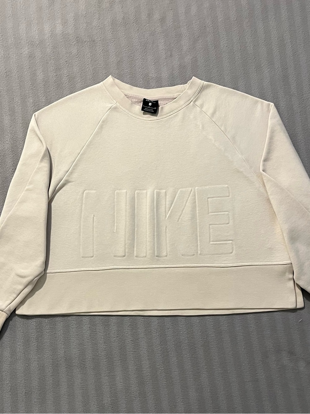 Nike Women's Cream Tonal Embossed Logo Crewneck Sweatshirt